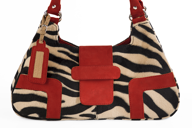 Dress handbag in animal print and cardinal red - Profile view